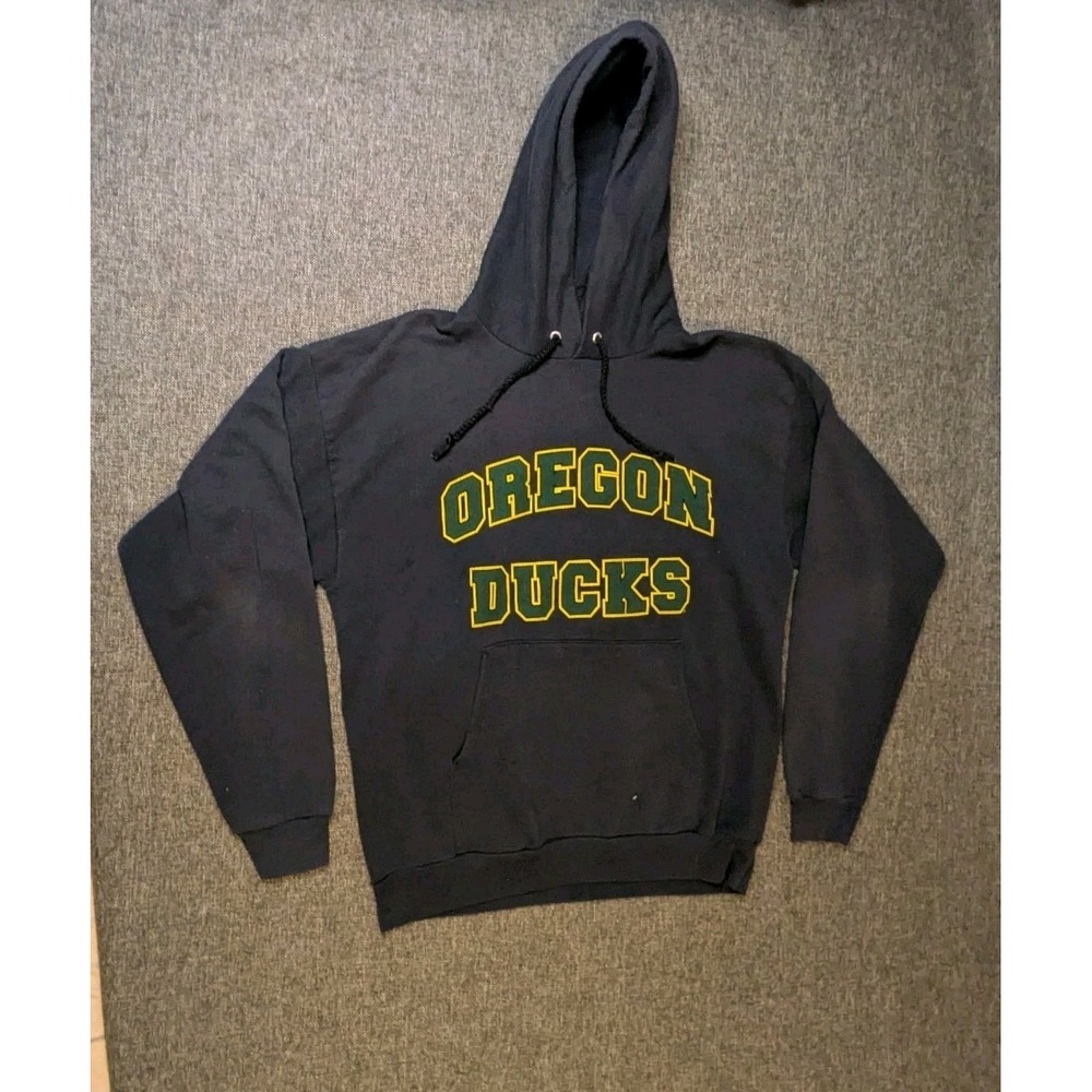 Vintage Oregon Ducks University Spellout Logo Pullover NCAA Hoodie Sweatshirt